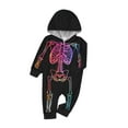 thumbnail image 5 of Xfvqtps Matching Family Pajamas Cool Spider Web and Haunted House Print Long Sleeved Hooded Jumpsuit Fashion Parent-Wear One Piece Sleepwear Black-Dad, 5 of 5