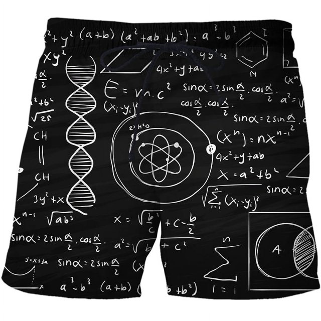 2024 Été Short Homme Formule Mathématique Imprimée 3D Maillot de Bain Décontracté Séchage Rapide Élastique Short de Plage Homme