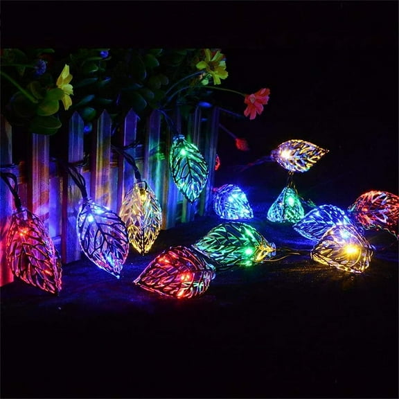 LINLIN Solar Leaves Lights, 4.8M 20 LED Fairy Wrought Iron Light with 2 Modes Waterproof Solar Light String for Gardens, Homes, Wedding, Christmas Party