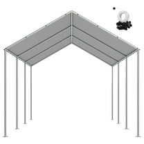 KFFKFF 10 x 20 ft Replacement Canopy for Carport, Durable Garage Tent Cover, UV-Resistant and Waterproof Shelter Tarp with Ball Bungees, Grey, Frame Not Included