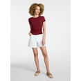 thumbnail image 2 of Time and Tru Women’s Ruched Tee with Short Sleeves, Sizes XS-XXXL, 2 of 5
