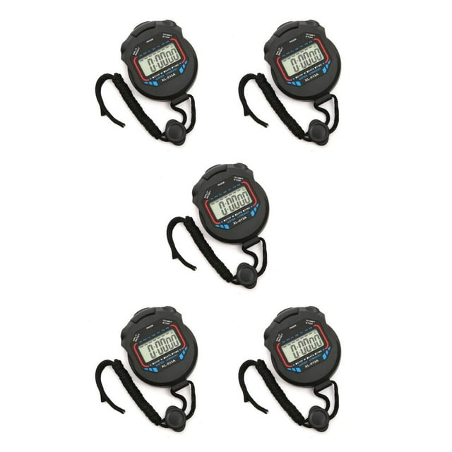 ZLight Sports Stopwatch Calendar Waterproof Shockproof Timer Clock Judgment Stop Watch Timing Function for Running 79X62X19mm 5Set