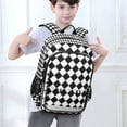 thumbnail image 6 of FORMRS Unisex School Backpack 17" Student Travel Bag with Laptop Compartment, Black and White Geometric, 6 of 7