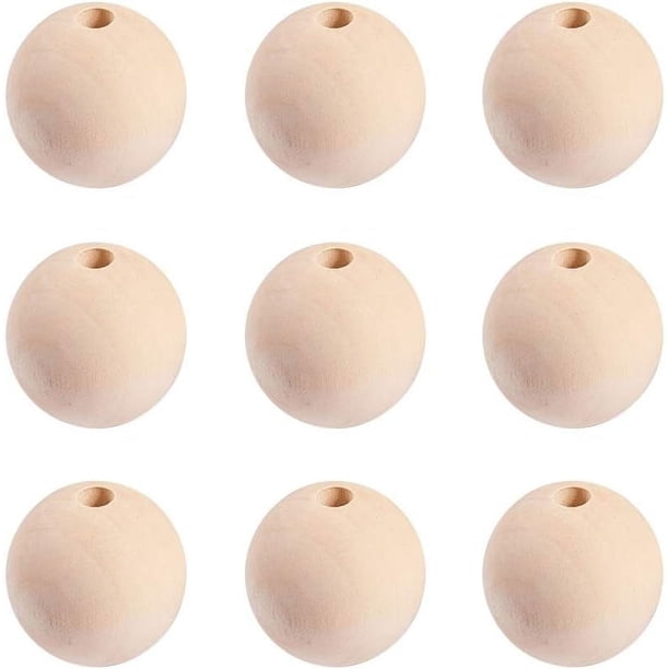 Cuentas de madera de 40 mm, 30 piezas de cuentas de madera grandes, bolas de madera natural, cuentas sueltas, cuentas espaciadoras de madera para manualidades, decoración de granja, fabricac