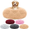 thumbnail image 4 of 23.62" Pet Dog Bed & Cat Bed, TeqHome Anti-Anxiety Donut Cuddler Warming Cozy Soft Round Short Plush + Oxford Fabric Plush Cushion bed for Small Medium Dogs and Cats Brown-L, 4 of 9