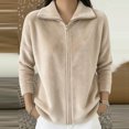 thumbnail image 6 of Velour Full Zip-Up Jackets For Women Full Vintage Stand Collar Long Sleeve Workout Casual Coats, Size S-XXL, 6 of 6