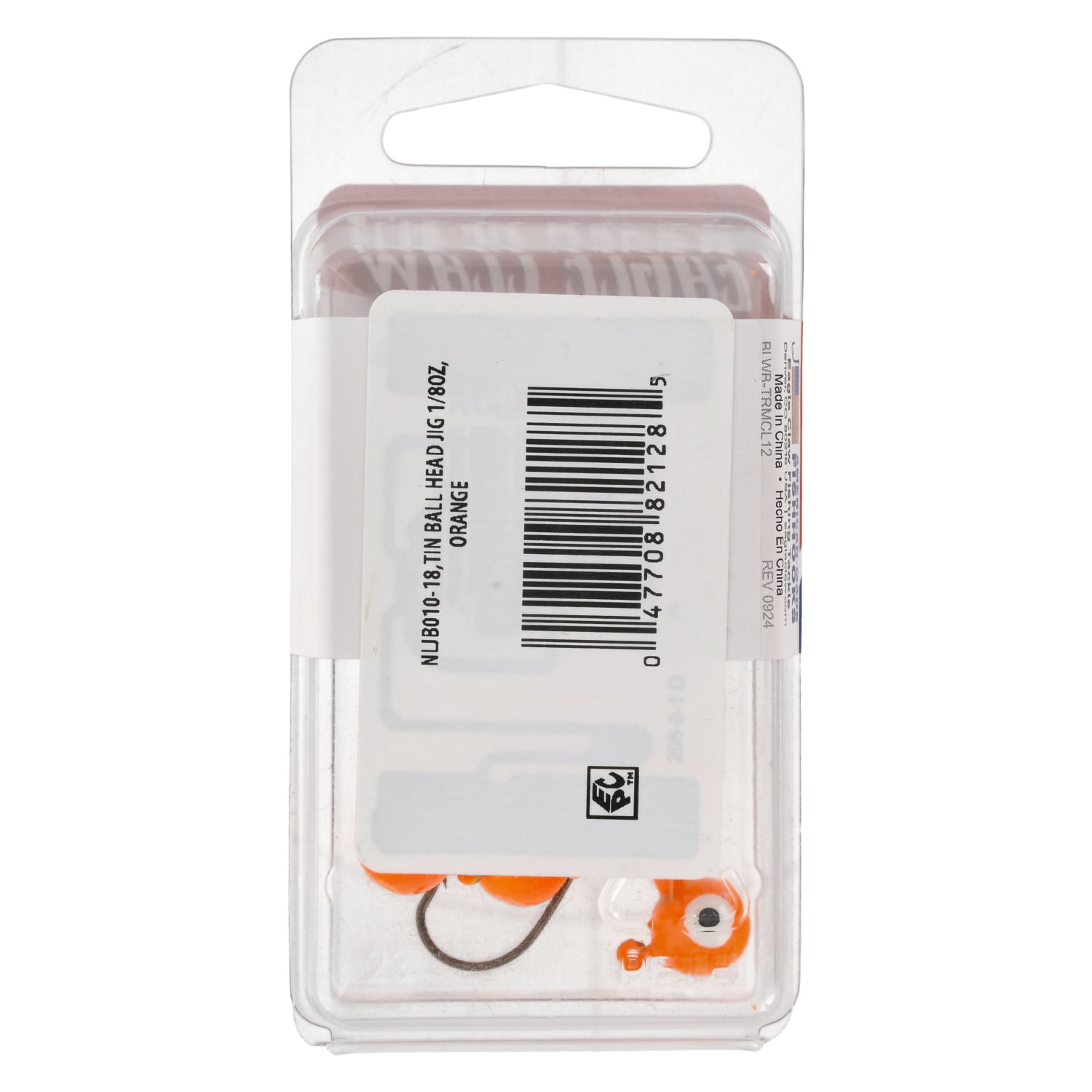 Eagle Claw Tin Ball Head Jig - Double Eye - 5 Pack - 1/8 OZ - Orange