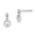 thumbnail image 1 of Argent Sterling Émail Rose Coeur d'Enfant Boucles d'Oreilles Dangle QE11319, 1 of 2