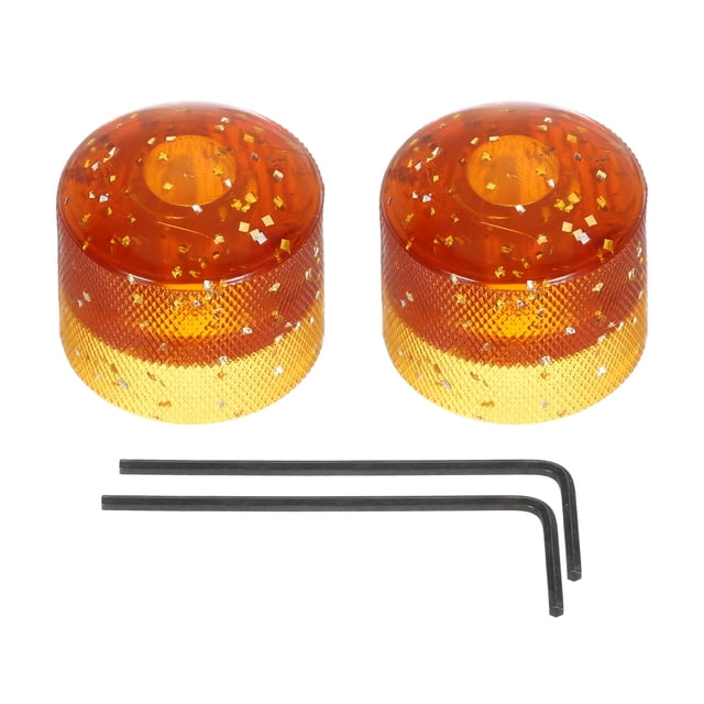 Uxcell Dome Knobs Guitar Knob 6mm Flake Glitter Brown Plastic Volume Tone Control with Inner Hexagon Spanner 2 Pack