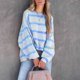 thumbnail image 1 of Long Sleeve Top, Stripe Print Oversized Sweatshirt Dropped Shoulder For Shopping ANGGREK Otros, 1 of 6