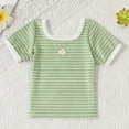thumbnail image 5 of Piuwrlz Girl Graphic Shirts Tops Girls Short T-Shirts Sleeve Crew Neck Slim Pullover Green Size 2-3Years, 5 of 6