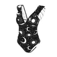 thumbnail image 4 of Yiaed Crescent and Stars Print Women's Ruffled One Piece Swimsuit V Neck Swimwear Slimming Monokini for Woman-X-Large, 4 of 8