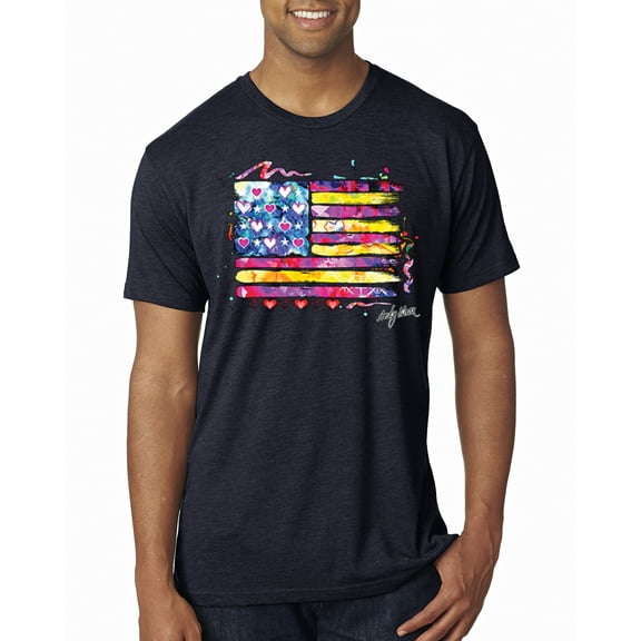 Wild Bobby, Colorful Neon Flag, Streetwear, Men Premium Tri Blend Tee, Vintage Navy, X-Large
