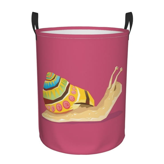 LNWH Laundry Basket, Speedy Snail Cartoon Drawing Art Pattern Foldable Laundry Hamper With Handles Waterproof, Medium Size