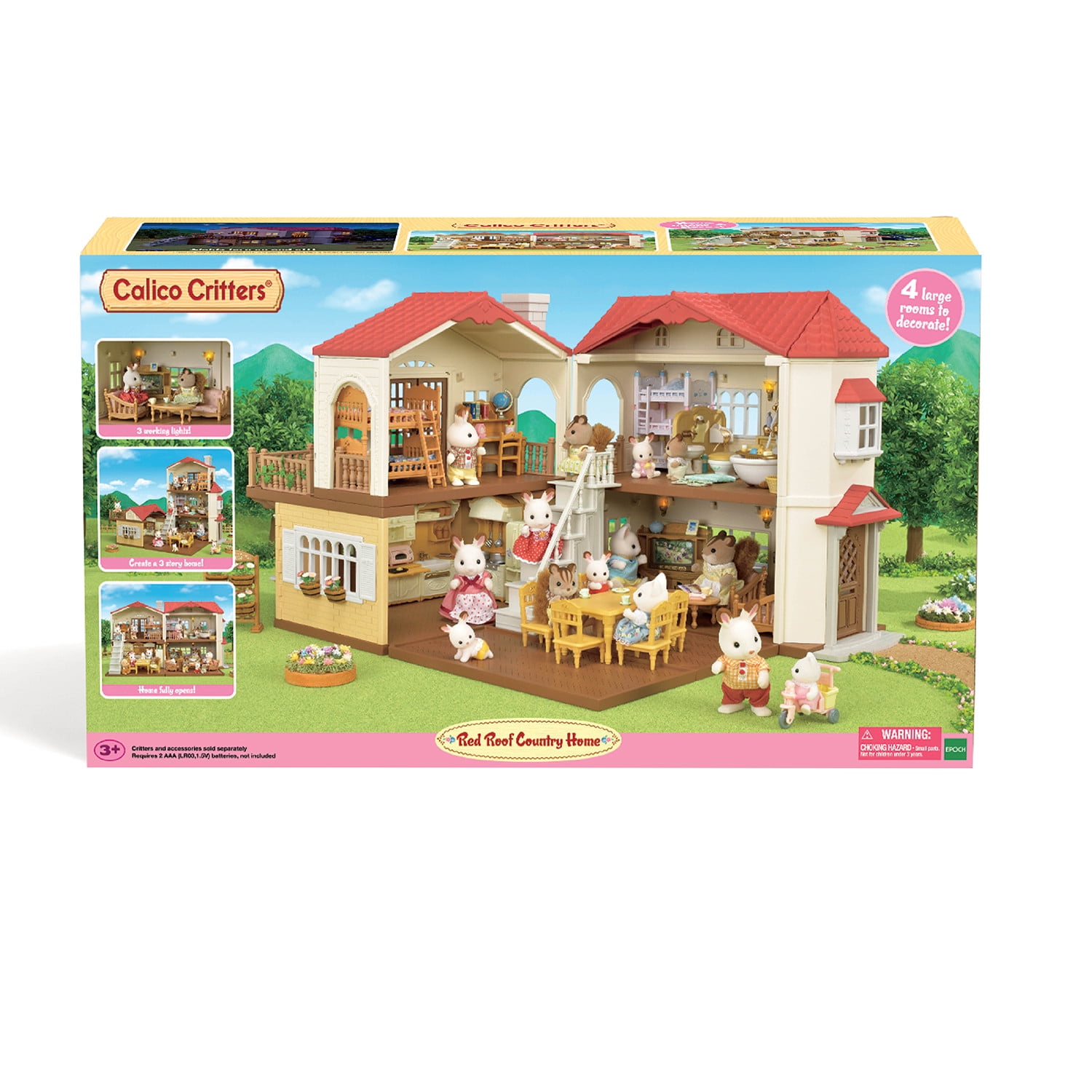 Calico Critters Red Roof Country Home Kids Toddler Toy Gift Plastic Play House 