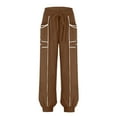 thumbnail image 4 of Barrel Sweatpants Women High Waisted Cinch Bottom Jogger Pants Drawstring High Waist Athletic Baggy Lounge Pant Light Brown XL, 4 of 6