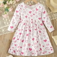 thumbnail image 2 of shoper Girls Spring Dresses Size 14-16, Elegant Heart Print Long Sleeve Dress for Girls Flowy Flutter Skirt Summer Party Casual Outfit, 2 of 8