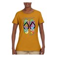 thumbnail image 2 of Wild Bobby, If I Can't Wear My Flip Flops I'm Not Going Colorful Sandals Streetwear Womens Graphic T-Shirt, Gold, Medium, 2 of 3