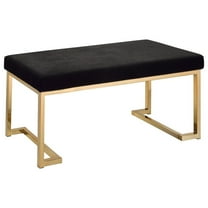 Benjara Astonishing Bench, Black Fabric & Gold