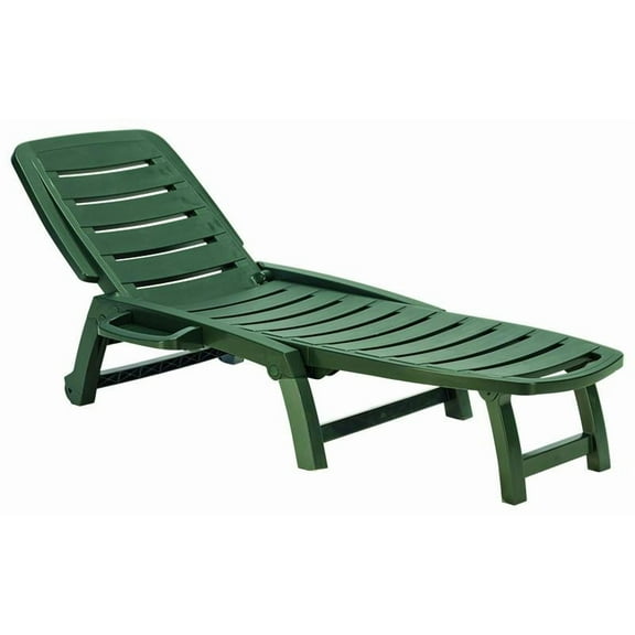 Sun Chair - 3 Position, Wheels - Made in Italy - Hunter Green - Never Rusts