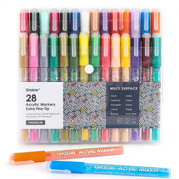 Rotuladores Grabie de 28 colores con punta extrafina para pintura acrílica