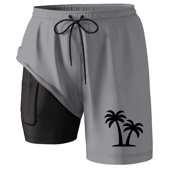 FUZHIQ Mens Swim Trunks Fashion Hawaiian Print Quick-Dry Surf Board Shorts with Built-In Briefs Upf 50 Sun Protection Mens Summer Clothes,XXL