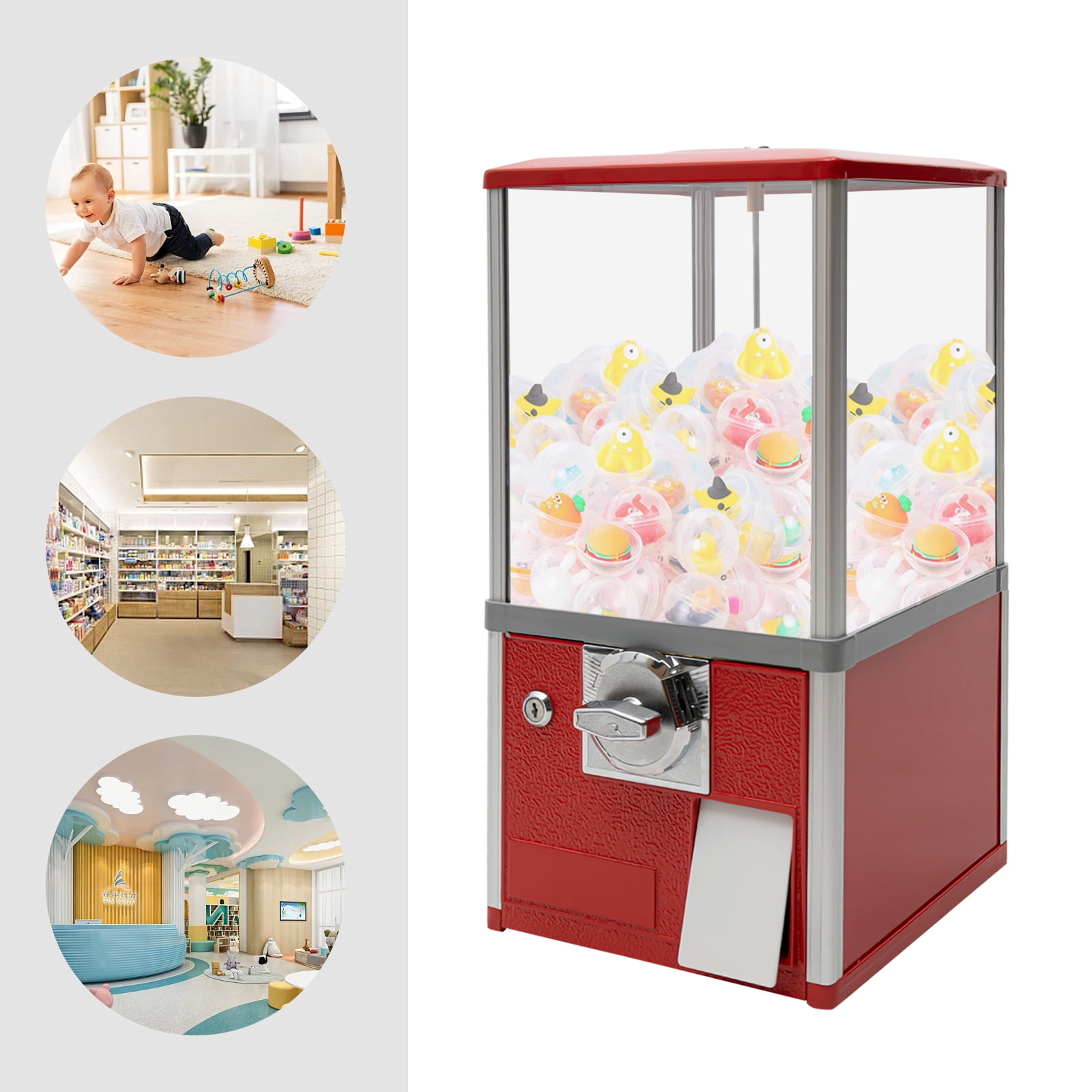 Dwellnix Toy Vending Machine with 200 Capsule Capacity and Easy Turn Knob for Kids Retail Use Or Small Business Entertainment Spaces