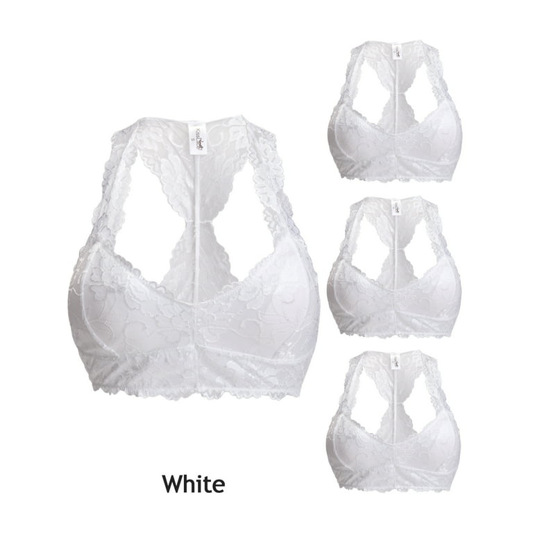 LELINTA 4Packs Womens Sexy Racerback Lace Bralette Padded Lace Bandeau Bra  with Straps for Women Girls Crop Top Lace Pad Bras 