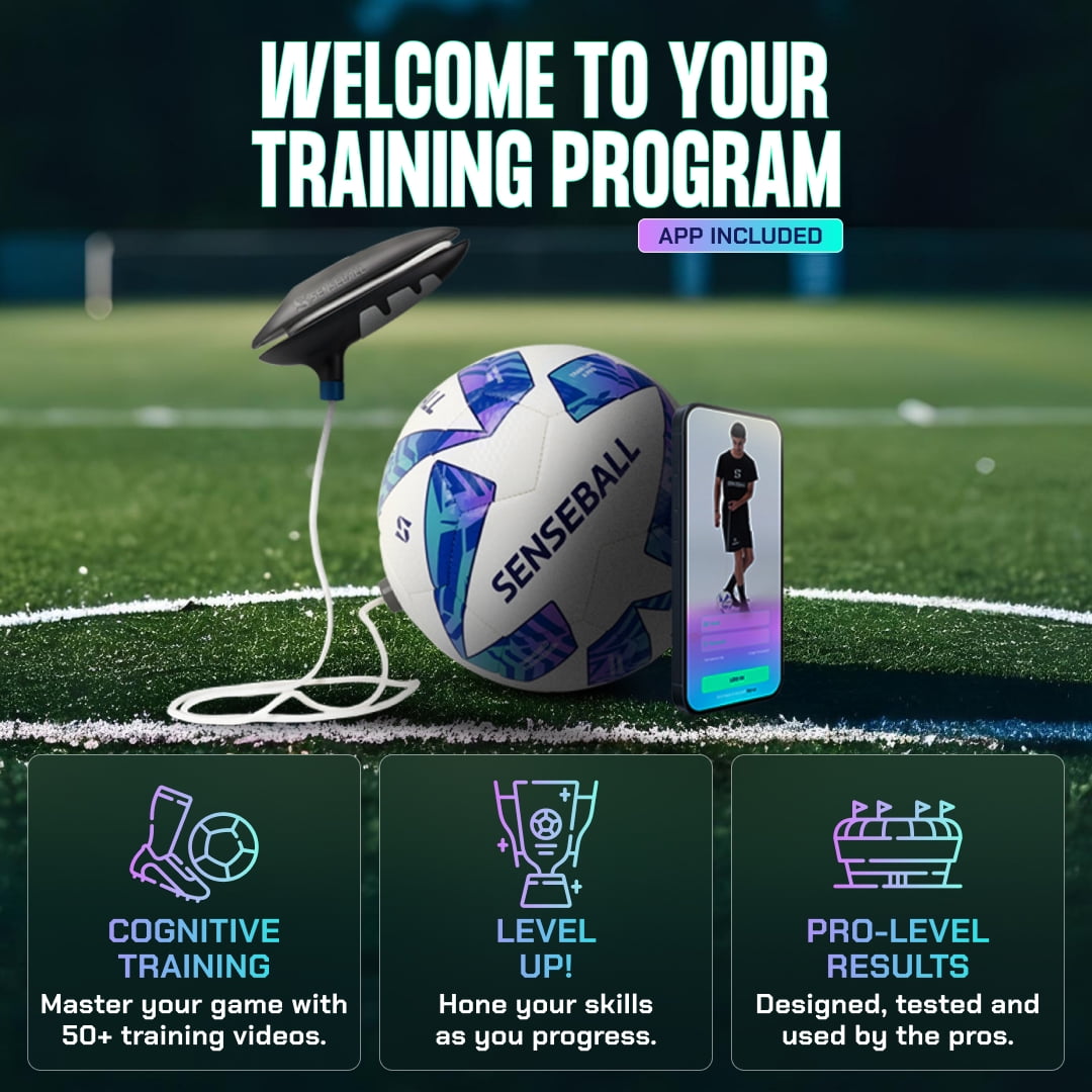 SenseBall Soccer Ball & Soccer Training App - Blue Size 3 (All) - Kickback Trainer