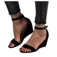 thumbnail image 3 of BONIXOOM Wedge Sandals for Women Clearance Fall Buckle Platform Casual Fashion Womens Shoes Black Size 9, 3 of 7