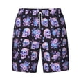 thumbnail image 4 of Lsque Mens Swim Trunks flower Skull rose Pattern - Bathing Suit Compression Liner - Beach Swim Shorts Swimwear - (S-3XL) - Stretch Quick Dry -Small, 4 of 9