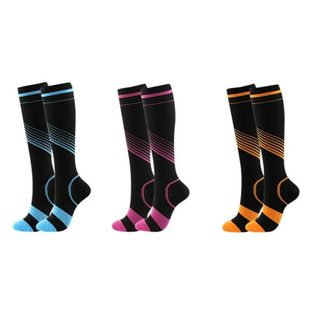 

Tangnade Fashion Compression Socks Color Strip Compression Socks Men And Women Elastic Socks