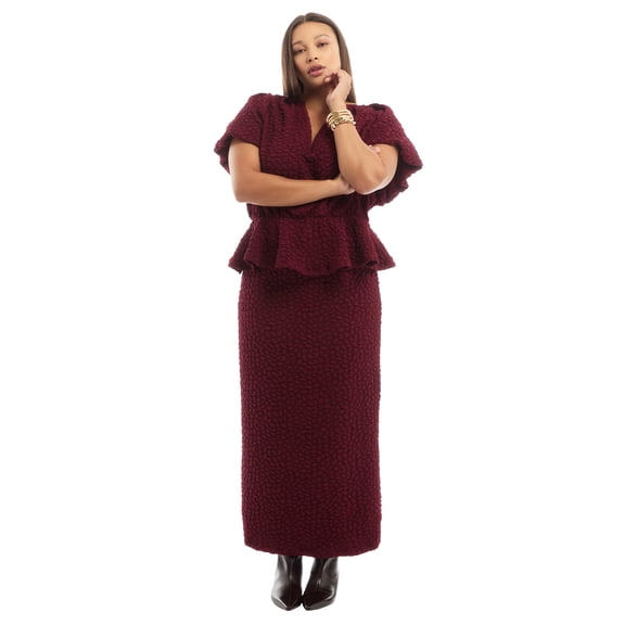 June & Vie Women's Plus Size Textured Knit Column Midi Skirt