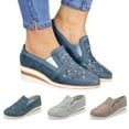 thumbnail image 1 of Zapatos sin cordones para mujer, mocasines planos de ancho ancho con diamantes de imitación, zapatillas de deporte de moda, 1 of 6