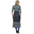 thumbnail image 3 of Bimba Women's Navy Blue Designer Tunic Printed A-Line Kurti Kurta Dress-8, 3 of 5