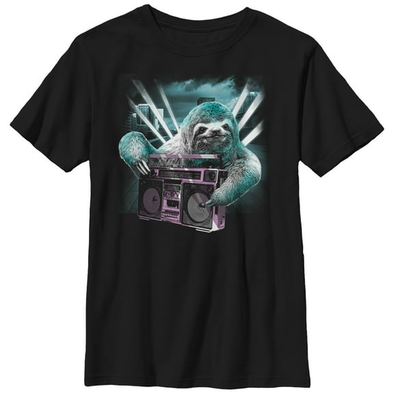 Boy's Lost Gods Sloth Boombox Graphic Tee Black Small
