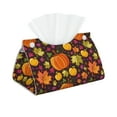 thumbnail image 2 of Lsque Autumn Harvest Pumpkin Joy Printed Long Tissue Box Cover Holder, Facial Paper Organizer Dispenser,Triangle with Bottom Belt, PVC Leather Decorative Organizer, 2 of 9