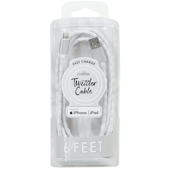 Powertek Twizzler 6ft White Premium Lightning to USB Charger Cable
