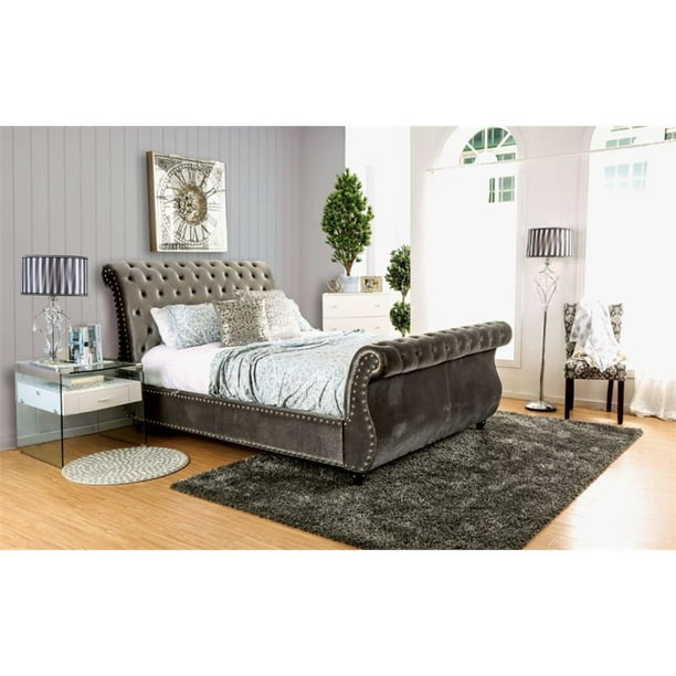 Furniture Of America Luxy Transitional, King Size Fabric Sleigh Bed Frame