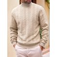 thumbnail image 4 of Men'S Mock Neck Vertical Cable Knit Long Sleeve Pullover Sweater Khaki S, 4 of 7
