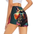 thumbnail image 4 of Picia Retro Bulldog Sunglasses Pattern Women's 2 in 1 Athletic Running Shorts High Waisted Workout Casual Gym Sweat Shorts with Comfy Liner Zipper Pockets-Large, 4 of 9