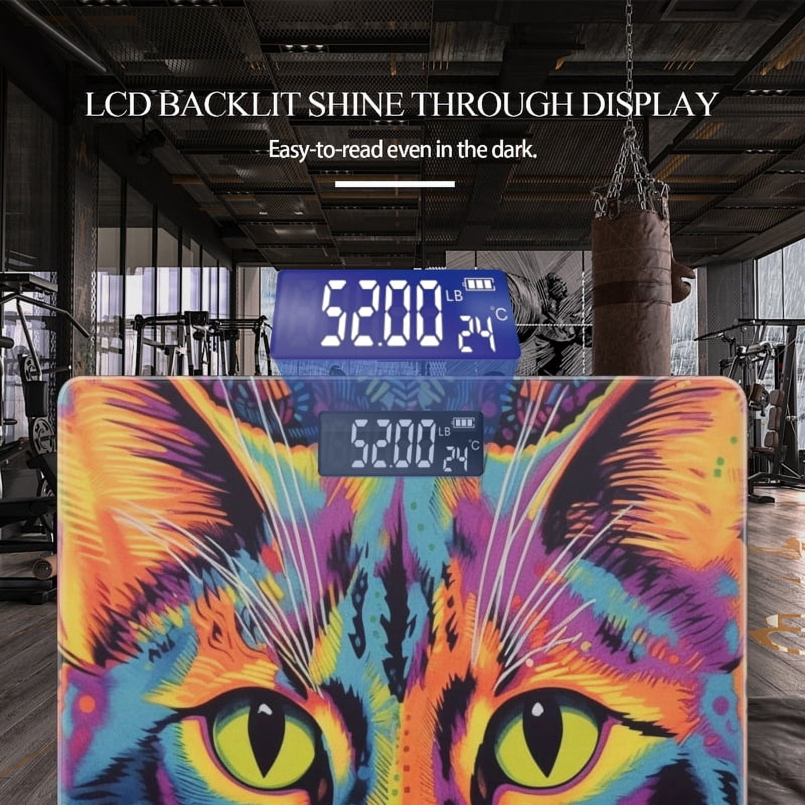 High Precision Body Weight Scale Smart Bathroom Scales with Large LCD Display(400lbs),Decorative for Bedroom-Colorful Cat Portrait In The Style