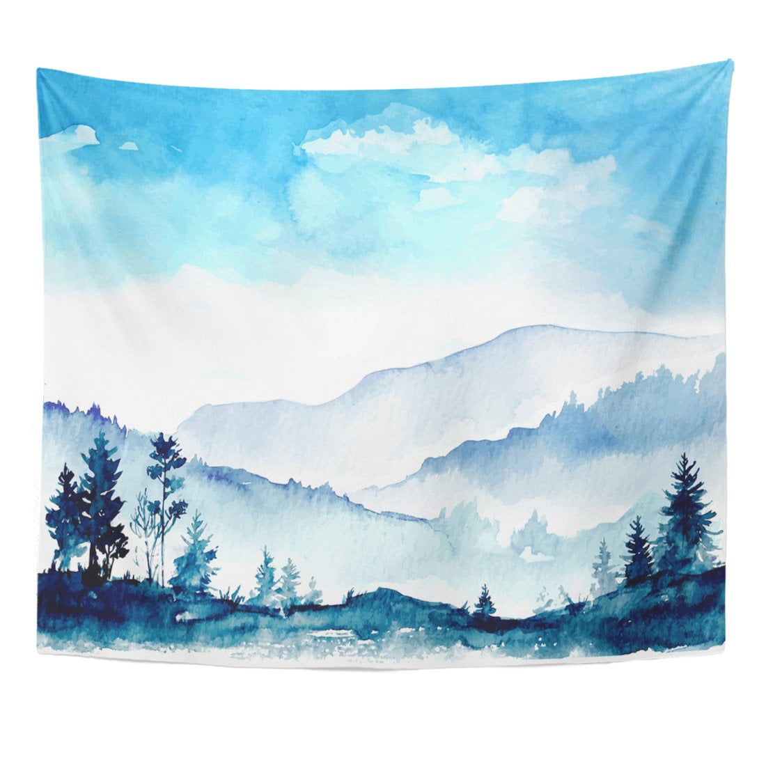 Zealgned Blue Painting Watercolor Mountains Sky Landscape Nature Color Water Wall Art Hanging Tapestry Home Decor For Living Room Bedroom Dorm 60x80 Inch Walmart Com Walmart Com