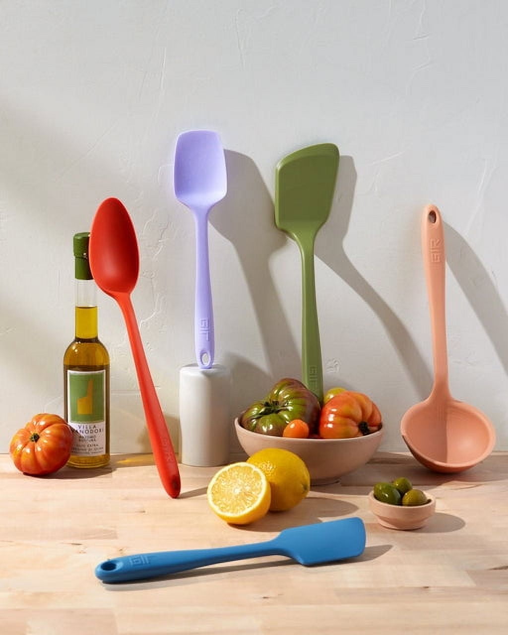 GIR Get It Right 5 Piece Ultimate Silicone Cooking Utensils Set 425°F Heat Resistant Ladle, Silicone Spatula, Flip, Spoon & Spoonula, Mediterranean