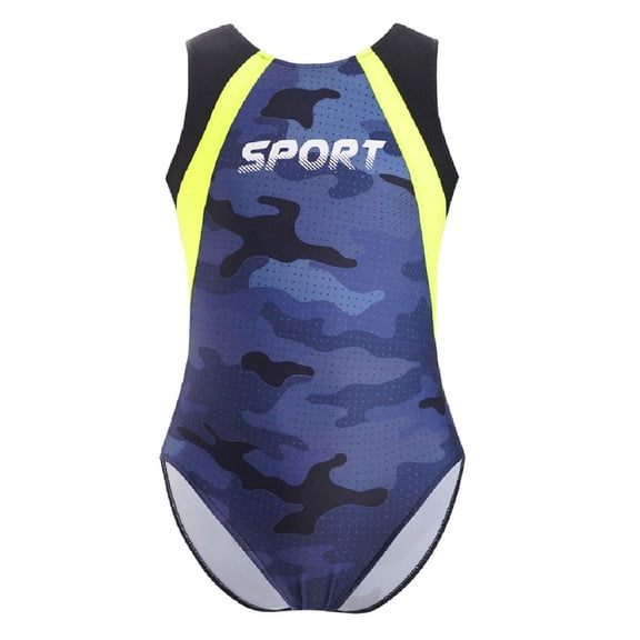 TiaoBug Kids Boys Color Block Gymnastics Leotard Tank Top Sleeveless Sport Jumpsuit Singlet Wrestling Bodysuit Dark Gray 12