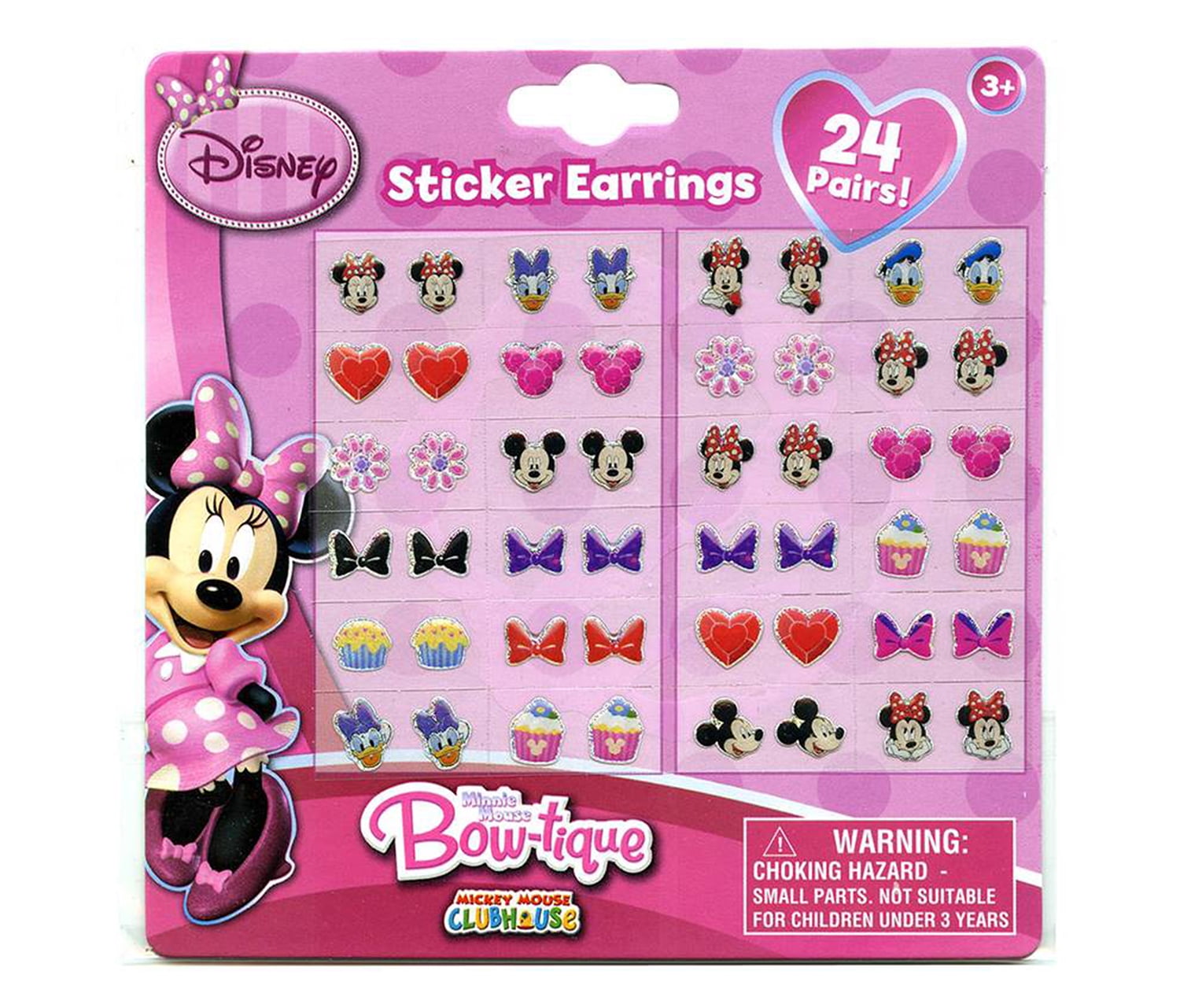 Disney Minnie Earrings Set - 24 Pair Sticker on Earrings 