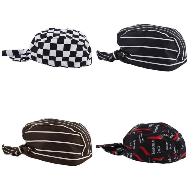 4x Unisex Cocina Restaurante Chef Gorras Headwrap Bandana Sombrero Head Atado Gorras