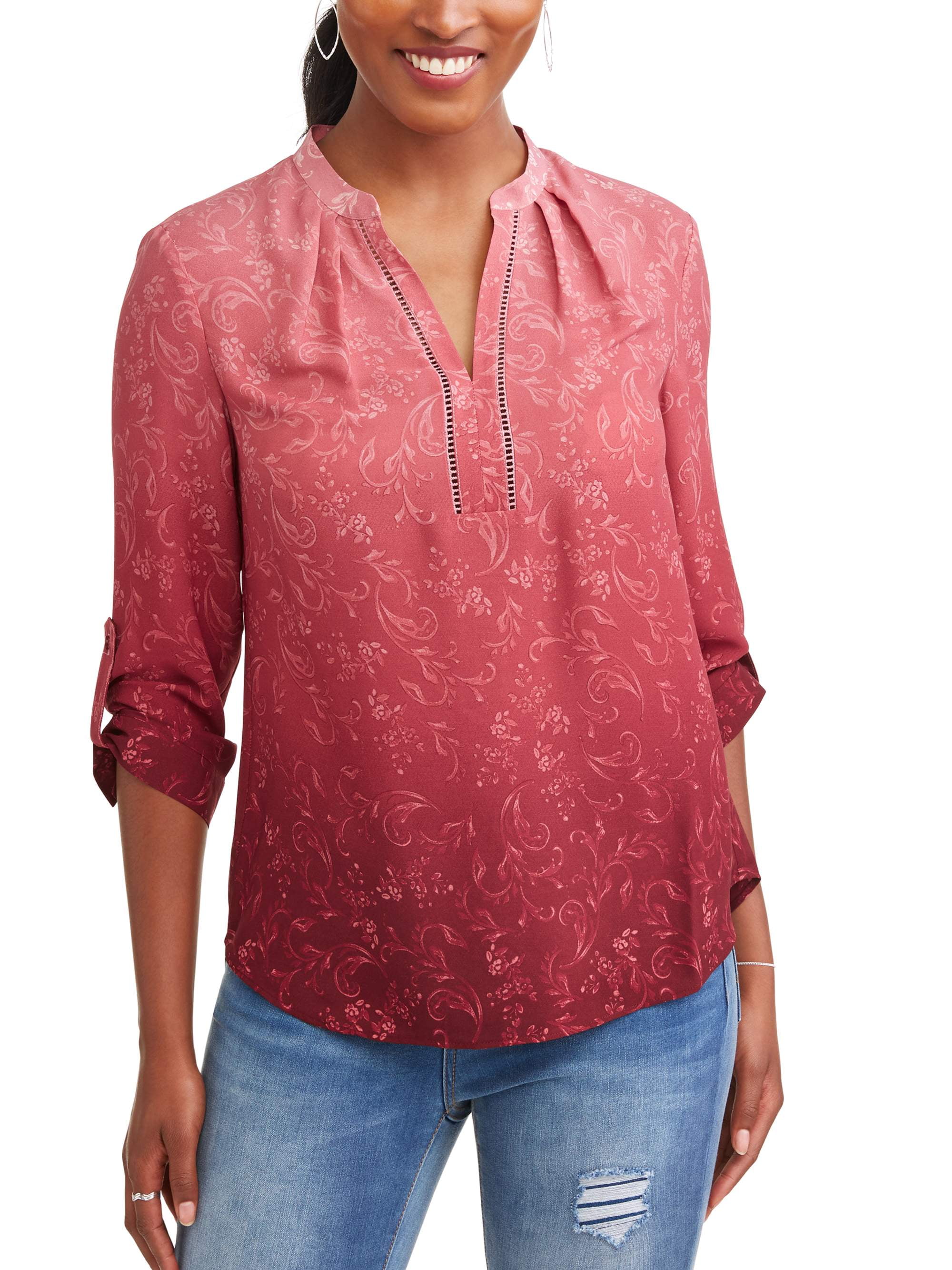 Fashion Womens V Neck Henley Shirts Women's Long Sleeve