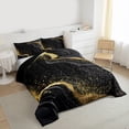 thumbnail image 3 of Homewish Marble Texture Road Queen Comforter Set,Chic Glitter Print Bedding Sets,Gold Black Bedding Comforter Set For Girls Kids,Super Cozy Room Decor Reversible,3-Piece, 3 of 8