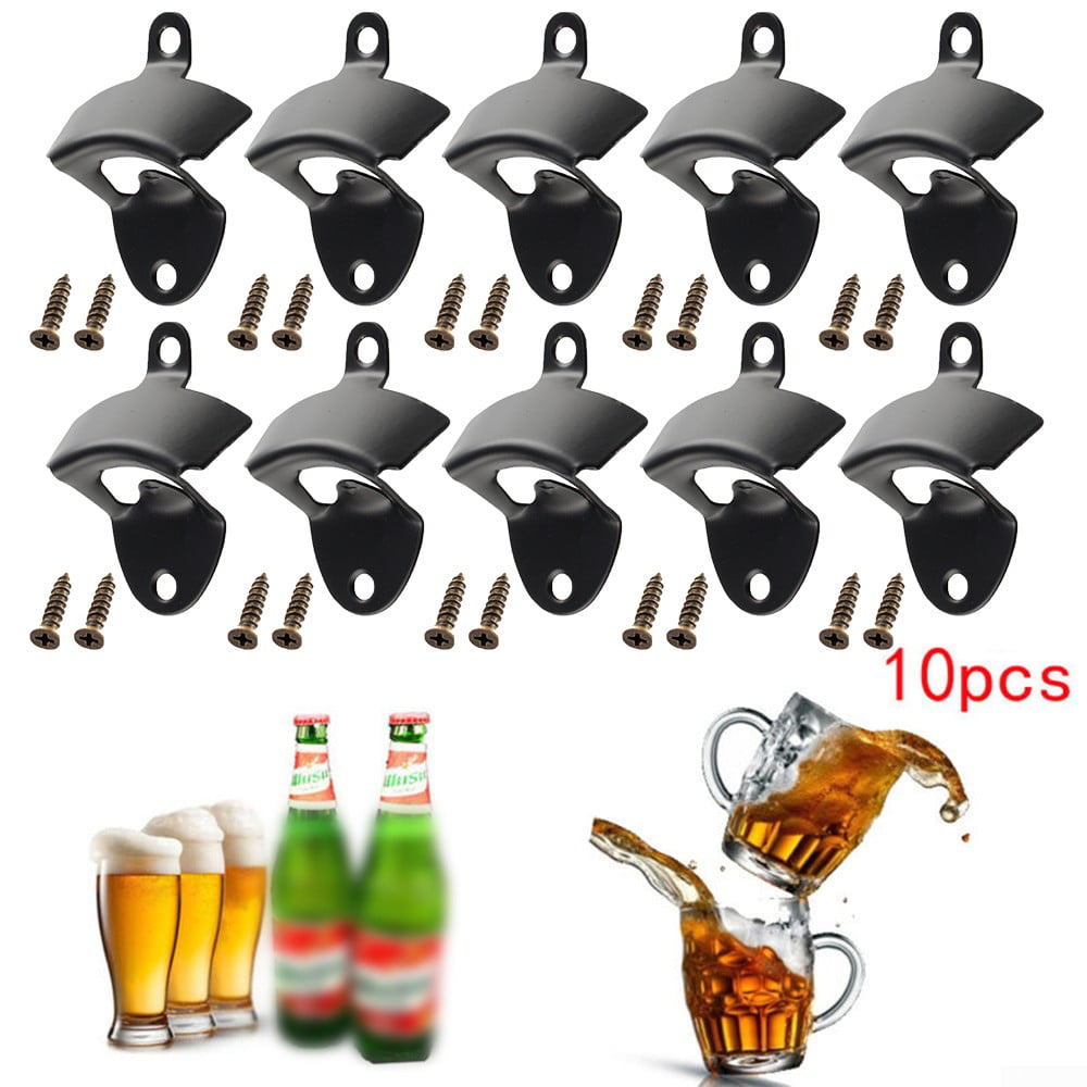 10pcs Iron Wall Mounted Beer Wine Bottle Open Cap Bar Opener Bar Kitchen Tool Uk 